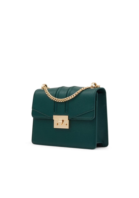 Charles Keith Chain Flap Shoulder Bag Dark Green